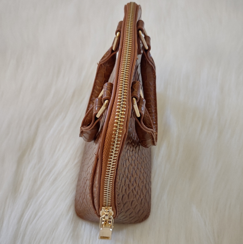Madison West Tan Croc Print Small Cosmetic Bag - Picture 6 of 10